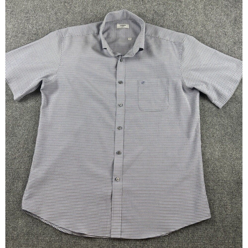 Renoma Paris Mens 52/110 Blue Check Shirt Short Sleeve